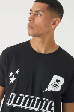 Regular Fit Homme Star Graphic T-Shirt | BoohooMAN UK