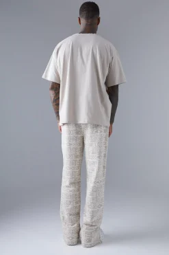 Regular Fit Jacquard Aztec Split Hem Jogger | BoohooMAN UK