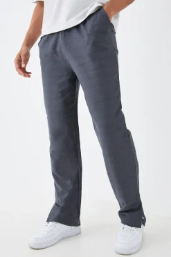 Regular Fit Jacquard Raised Stripe Split Hem Jogger | BoohooMAN UK