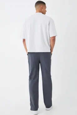 Regular Fit Jacquard Raised Stripe Split Hem Jogger | BoohooMAN UK