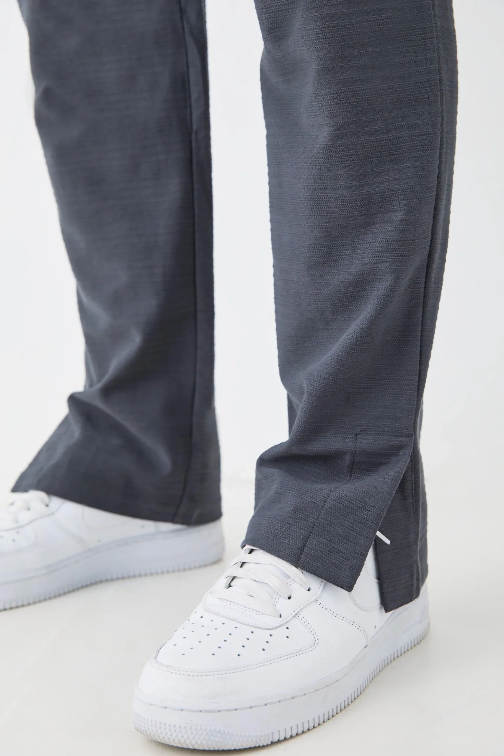 Regular Fit Jacquard Raised Stripe Split Hem Jogger | BoohooMAN UK