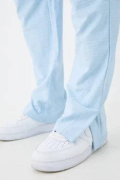 Regular Fit Jacquard Raised Stripe Split Hem Jogger | BoohooMAN UK