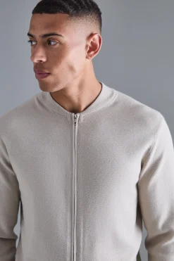 Regular Fit Knitted Bomber | BoohooMAN UK