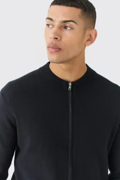 Regular Fit Knitted Bomber | BoohooMAN UK
