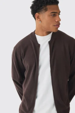 Regular Fit Knitted Bomber | BoohooMAN UK