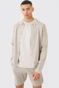 Regular Fit Knitted Harrington Cardigan | BoohooMAN UK
