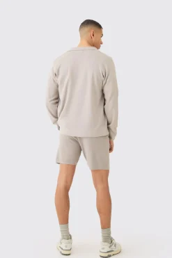 Regular Fit Knitted Harrington Cardigan | BoohooMAN UK