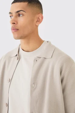 Regular Fit Knitted Harrington Cardigan | BoohooMAN UK