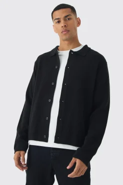 Regular Fit Knitted Shirt | BoohooMAN UK