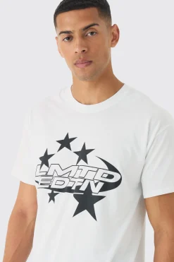 Regular Fit Lmtd Star Graphic T-Shirt | BoohooMAN UK