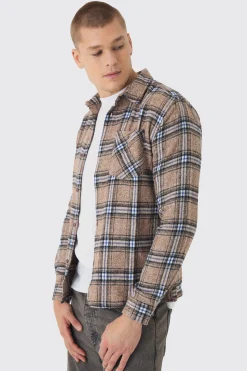 Regular Fit Long Sleeve Check Shirt | BoohooMAN UK