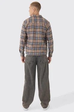 Regular Fit Long Sleeve Check Shirt | BoohooMAN UK