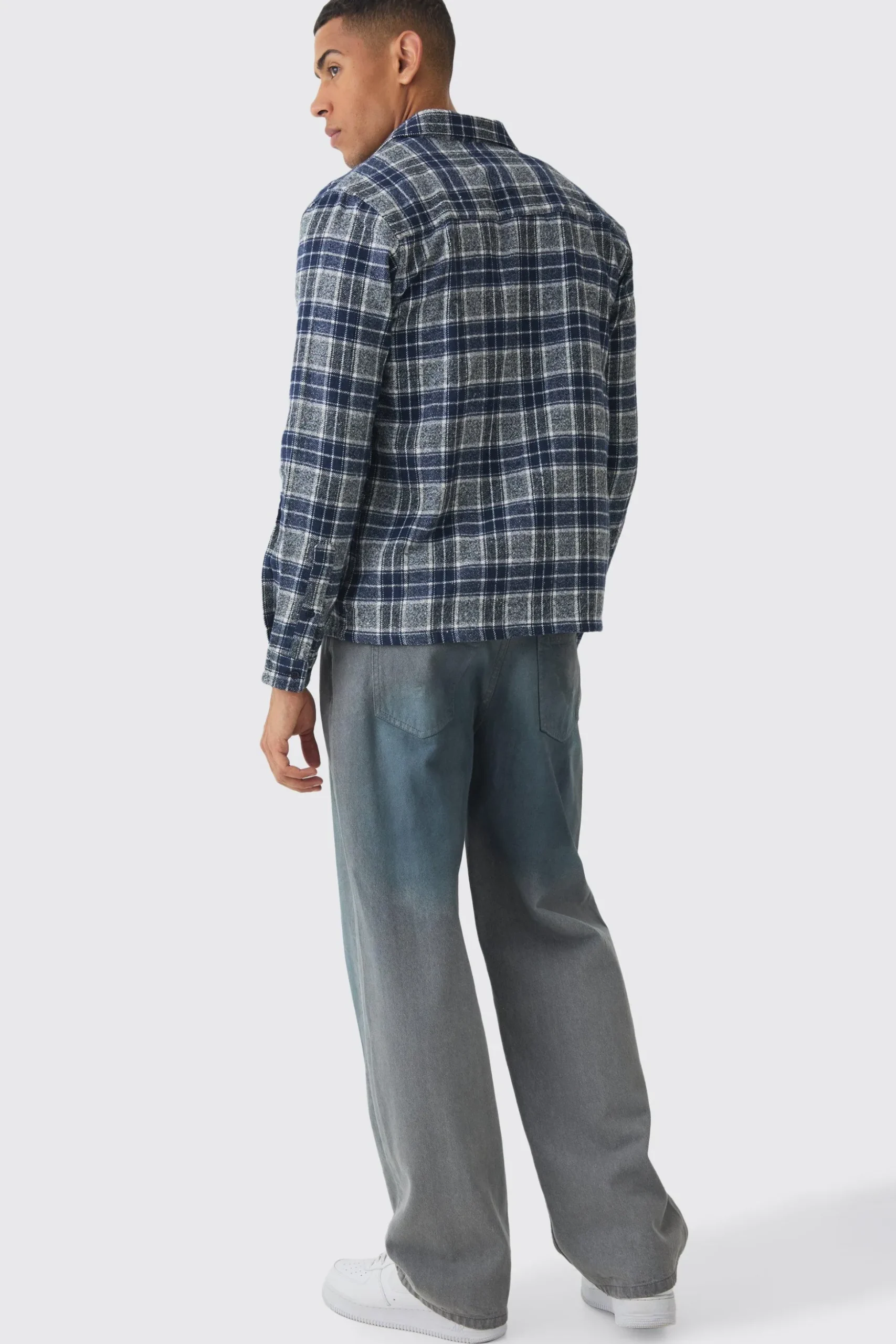 Regular Fit Long Sleeve Check Shirt | BoohooMAN UK