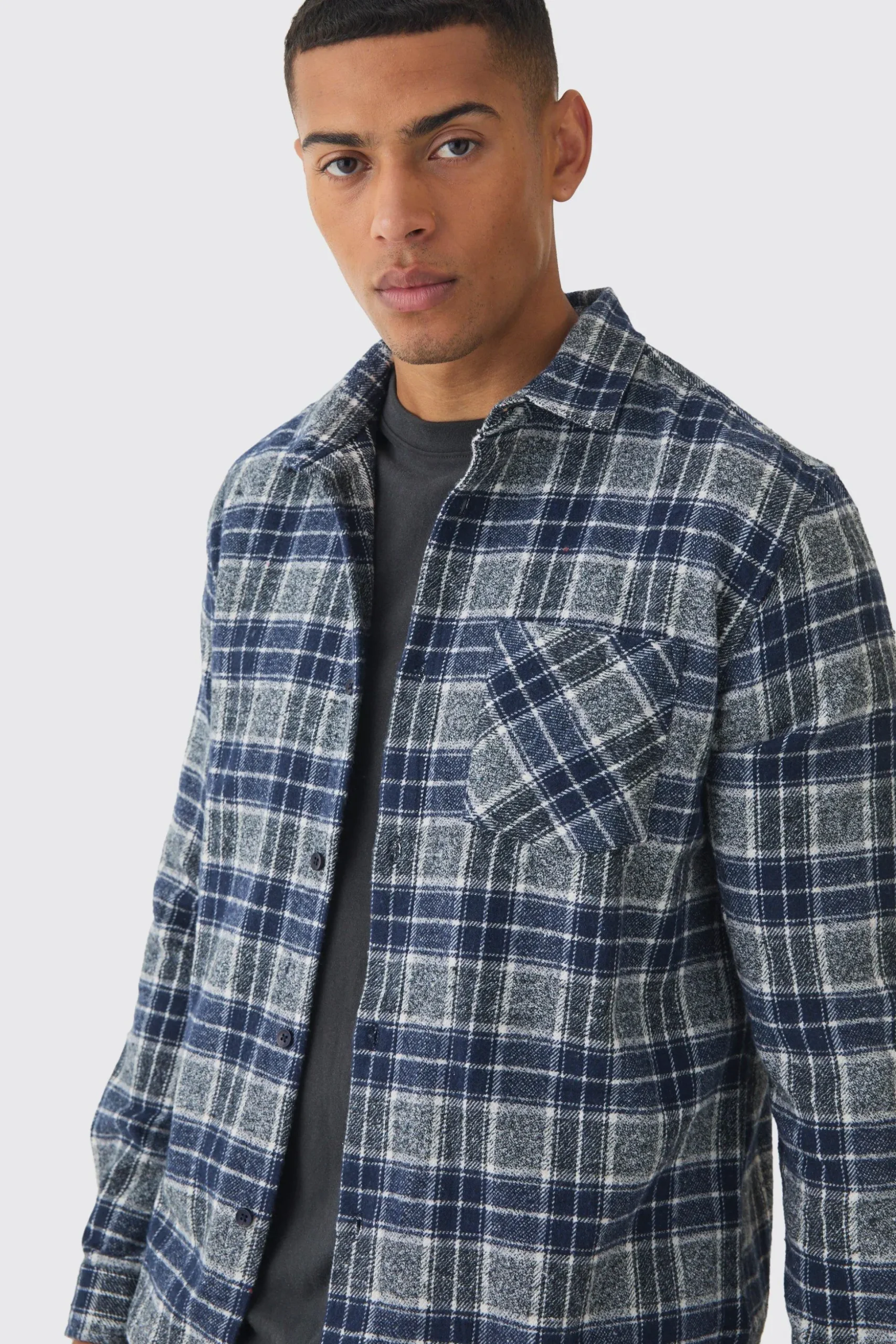 Regular Fit Long Sleeve Check Shirt | BoohooMAN UK