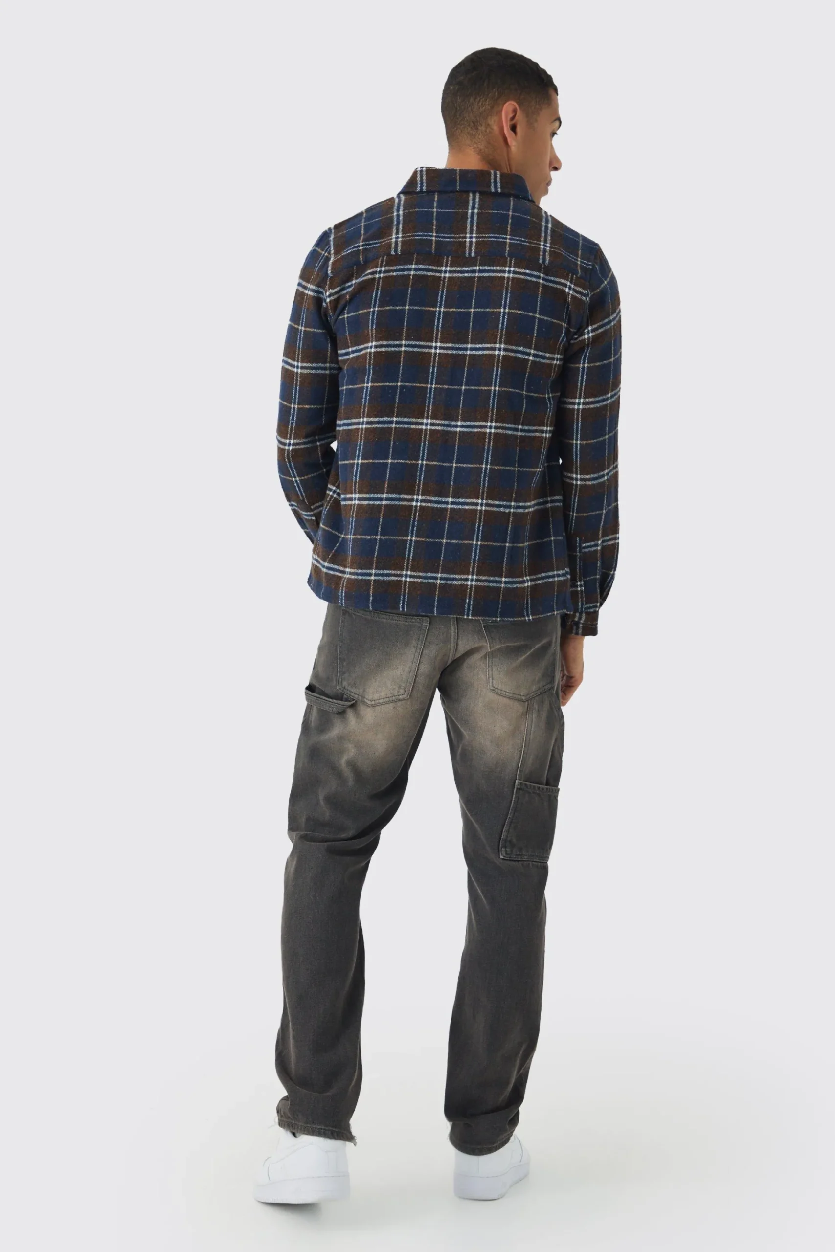 Regular Fit Long Sleeve Check Shirt | BoohooMAN UK