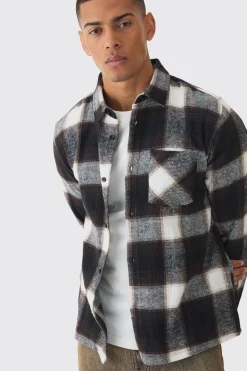 Regular Fit Long Sleeve Check Shirt | BoohooMAN UK