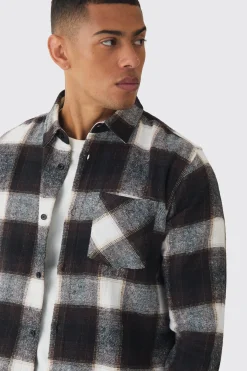Regular Fit Long Sleeve Check Shirt | BoohooMAN UK
