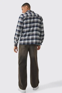 Regular Fit Long Sleeve Check Shirt | BoohooMAN UK