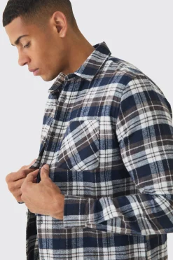 Regular Fit Long Sleeve Check Shirt | BoohooMAN UK