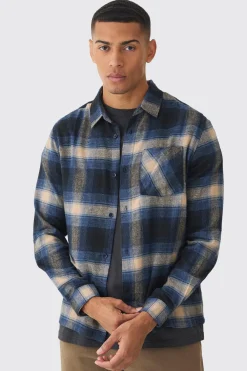 Regular Fit Long Sleeve Check Shirt | BoohooMAN UK