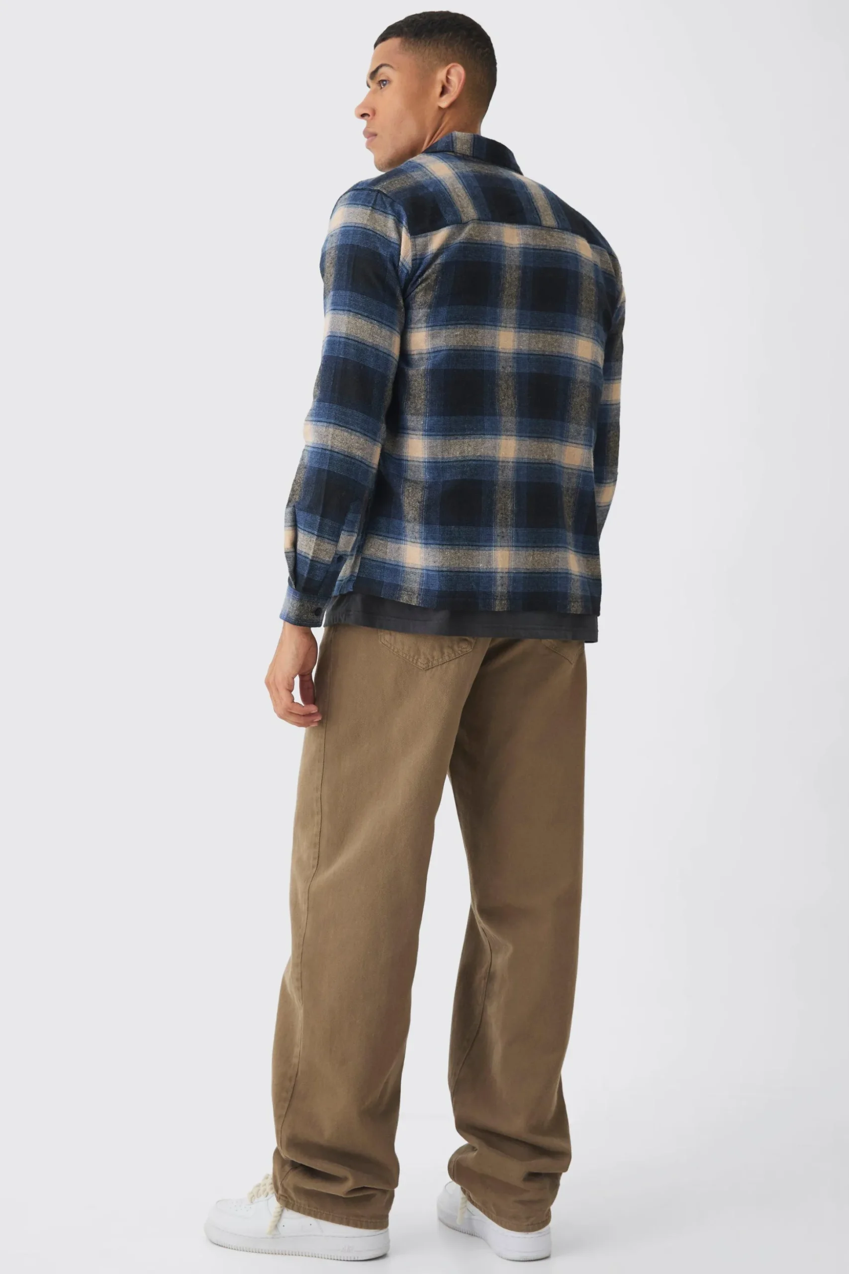 Regular Fit Long Sleeve Check Shirt | BoohooMAN UK
