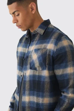 Regular Fit Long Sleeve Check Shirt | BoohooMAN UK
