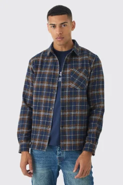 Regular Fit Long Sleeve Check Shirt | BoohooMAN UK