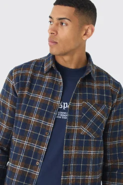Regular Fit Long Sleeve Check Shirt | BoohooMAN UK