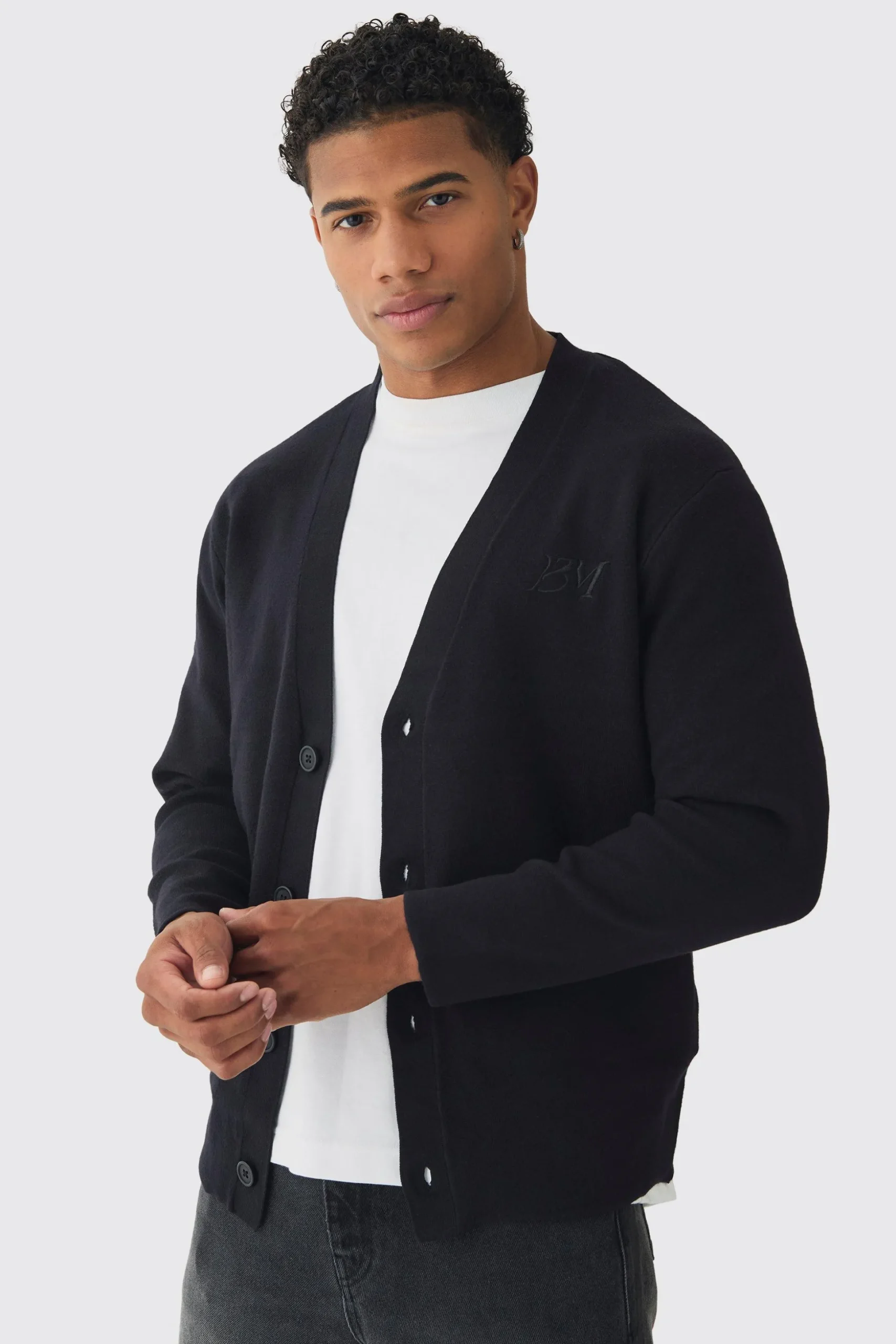 Regular Fit Man Branded Knitted Cardigan | BoohooMAN UK
