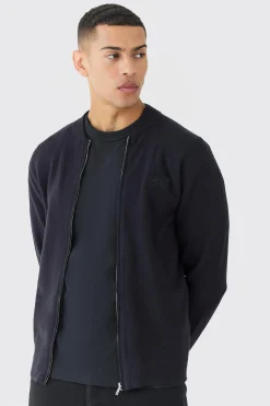 Regular Fit Man Branded Knitted Bomber | BoohooMAN UK
