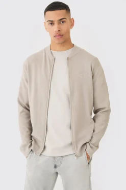 Regular Fit Man Branded Knitted Bomber | BoohooMAN UK
