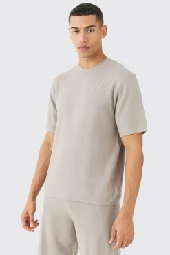 Regular Fit Man Branded Knitted T-shirt | BoohooMAN UK