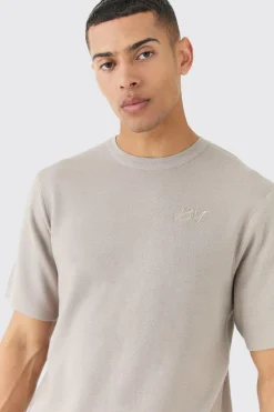 Regular Fit Man Branded Knitted T-shirt | BoohooMAN UK
