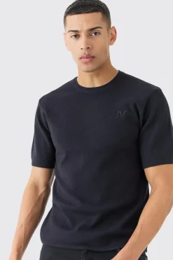 Regular Fit Man Branded Knitted T-shirt | BoohooMAN UK