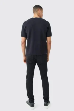 Regular Fit Man Branded Knitted T-shirt | BoohooMAN UK