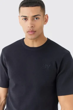 Regular Fit Man Branded Knitted T-shirt | BoohooMAN UK