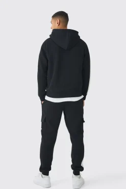 Regular Fit MAN Colour Block Cargo Pocket Zip Through Hooded Tracksuit | BoohooMAN UK