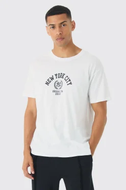 Regular Fit New York City Varsity T-Shirt | BoohooMAN UK