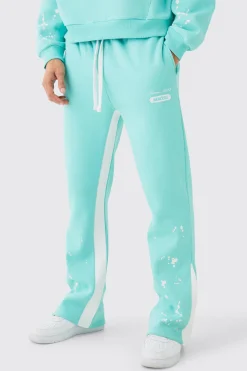 Regular Fit Paint Splatter Gusset Jogger | BoohooMAN UK