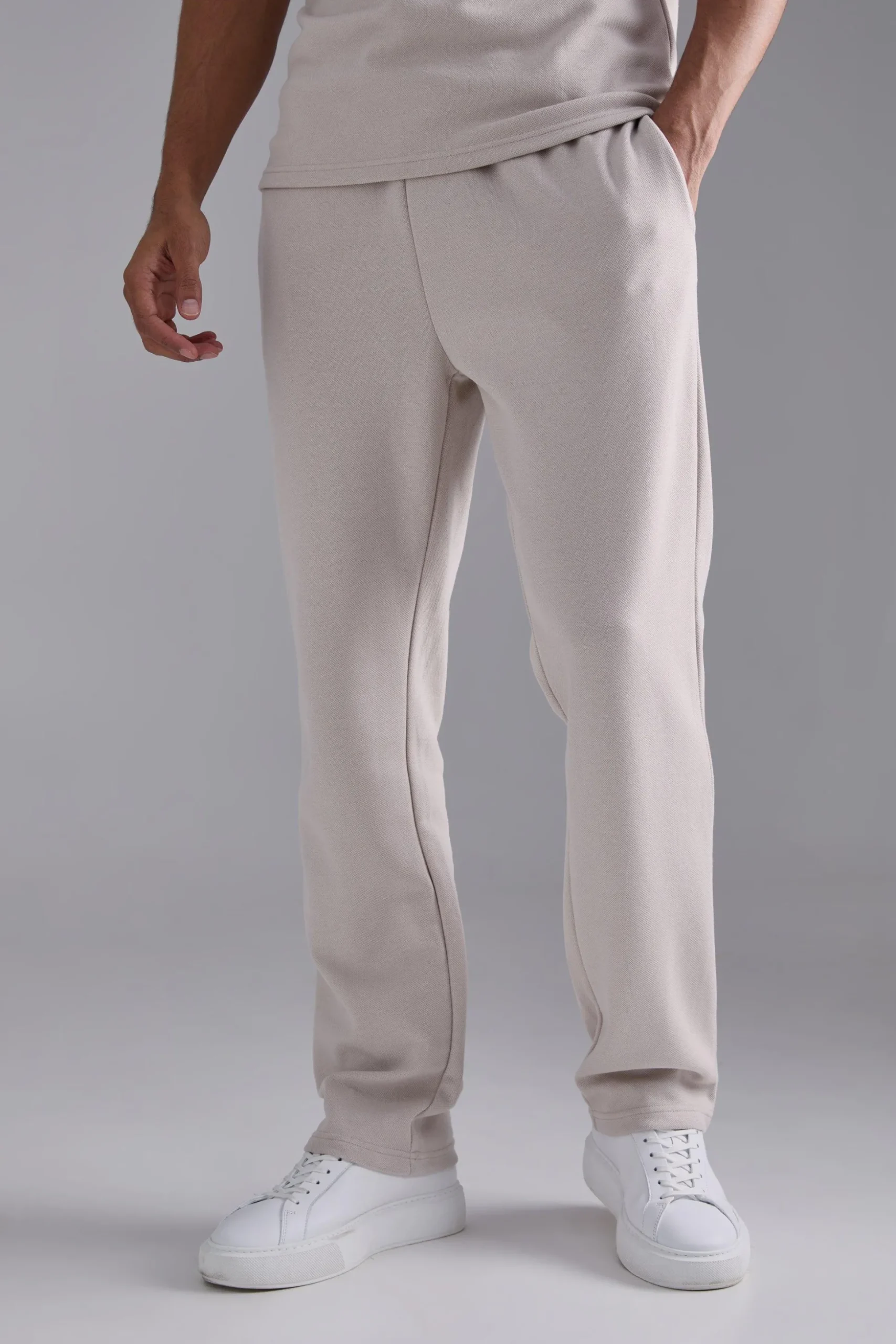Regular Fit Pique Jogger | BoohooMAN UK