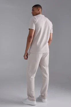 Regular Fit Pique Jogger | BoohooMAN UK