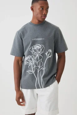 Regular Fit Puff Print Heavyweight T-shirt | BoohooMAN UK