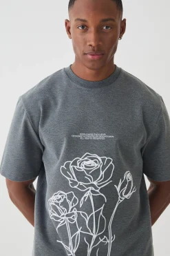 Regular Fit Puff Print Heavyweight T-shirt | BoohooMAN UK