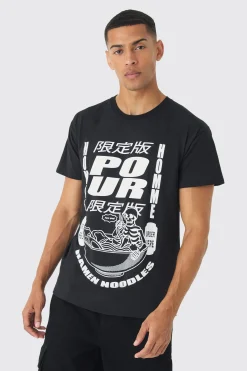 Regular Fit Ramen Graphic T-Shirt | BoohooMAN UK