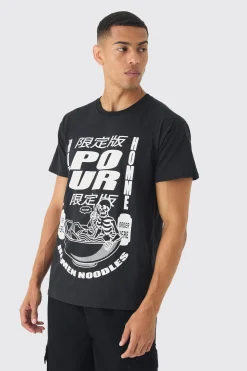 Regular Fit Ramen Graphic T-Shirt | BoohooMAN UK
