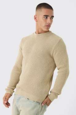 Regular Fit Rib Knit Jumper | BoohooMAN UK