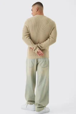 Regular Fit Rib Knit Jumper | BoohooMAN UK