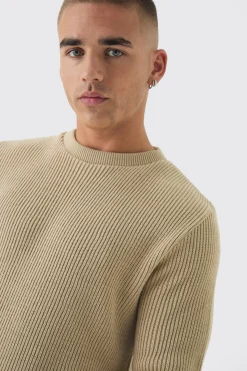 Regular Fit Rib Knit Jumper | BoohooMAN UK