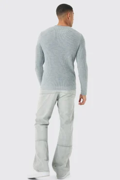 Regular Fit Rib Knit Jumper | BoohooMAN UK