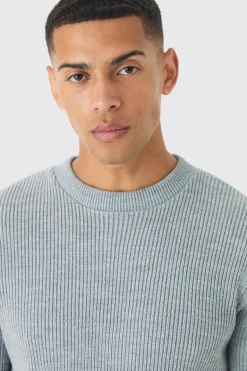 Regular Fit Rib Knit Jumper | BoohooMAN UK